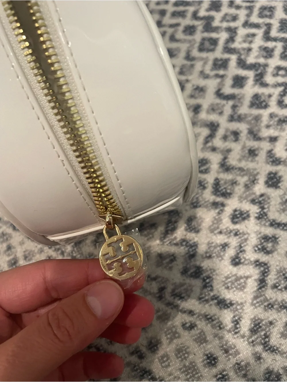 Tory Burch  Laser-Cut Cosmetic Pouch with Gold Zip
